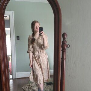 Neuflora Anniston Dress in Brown Florals and Cotton Fabric size xs